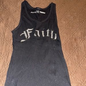 Woman’s black Faith tank top